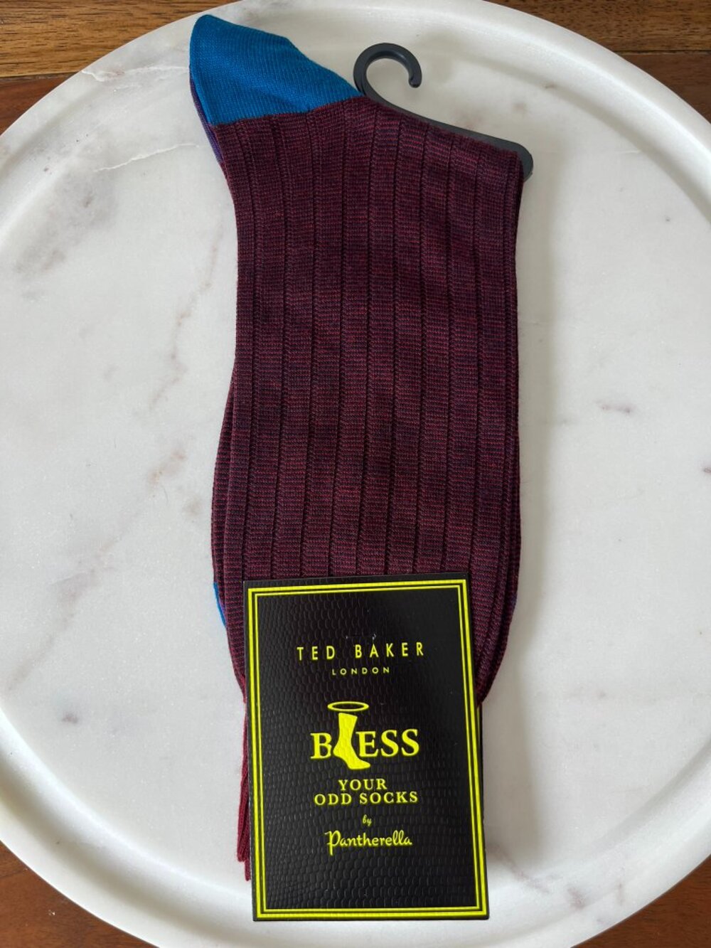 Pantherella Ted Baker Bless Your Odd Socks Men's MEDIUM Stripe Red Wool Blend